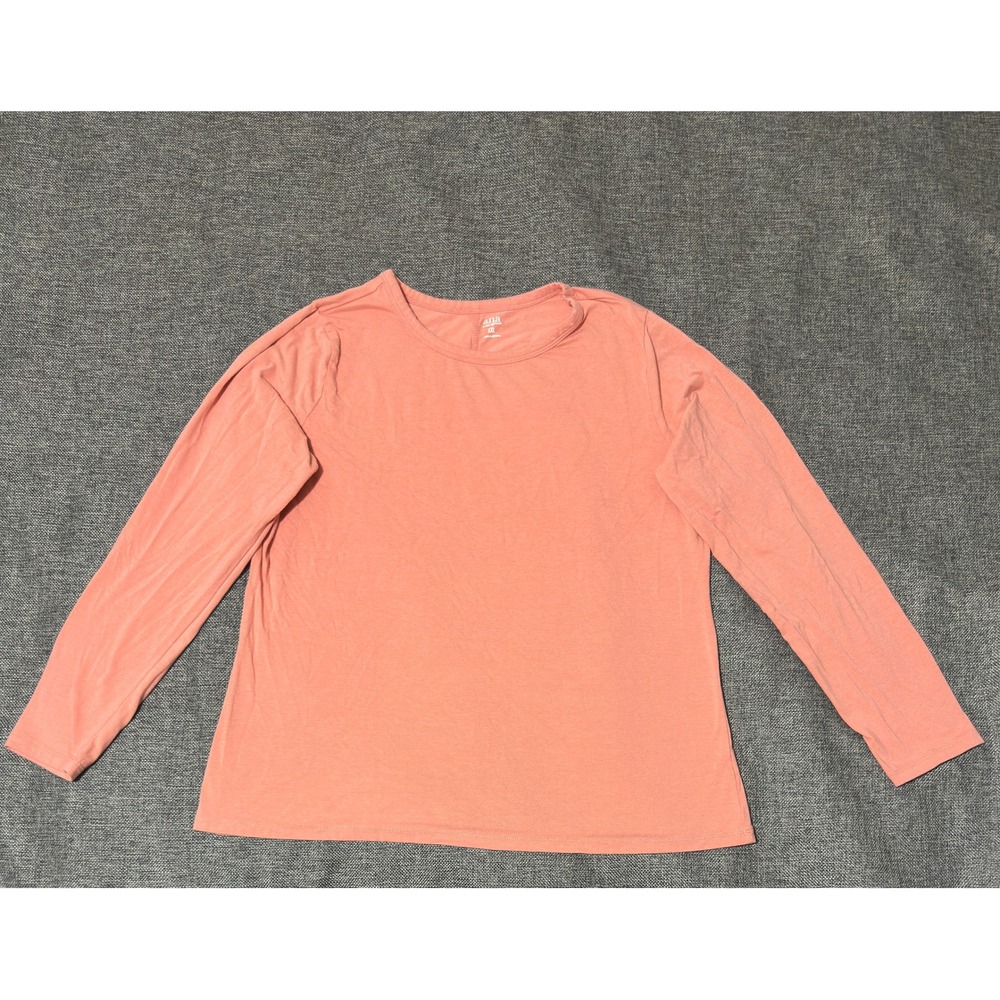 a.n.a Womens XXL Long Sleeve T-Shirt Peach Cotton Blend Crew Neck